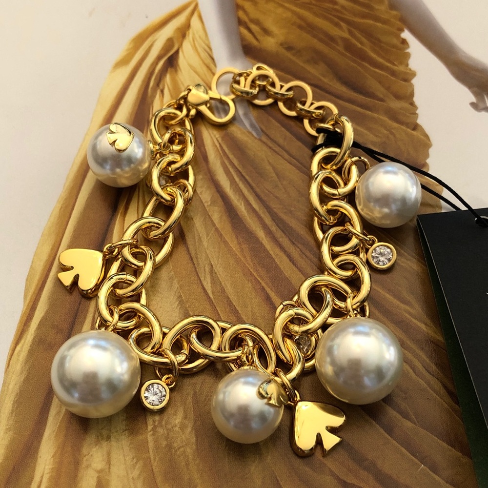 Authentic New with tag. kate spade Gold Chain Bracelet with Pearl Charms